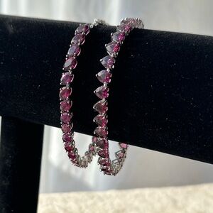 Stunning natural rhodolite garnet tennis bracket choice s925 sterling silver